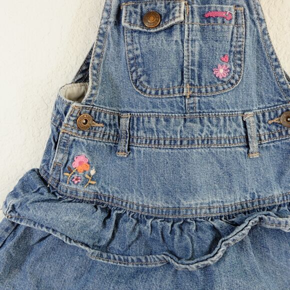 Oshkosh B'gosh Shortall Skirt Baby Sz 24 months‎ Skirt Embroidered Ruffles - Picture 2 of 8